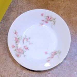 O. & E.G. Royal Austria Pink Rose Porcelain Berry Bowl 5 Inch Gold Rim Vintage